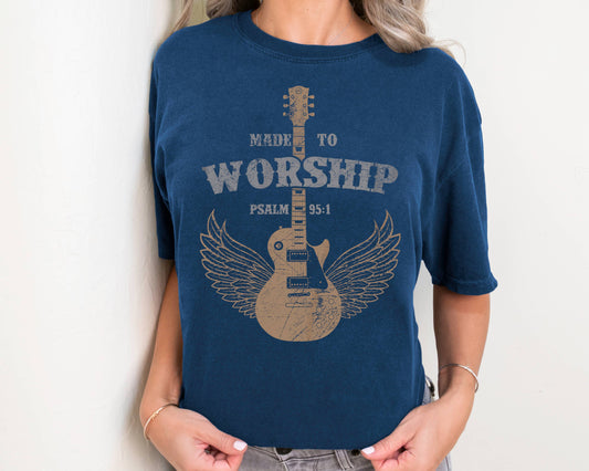 Made To Worship Navy Christian Graphic Tee
