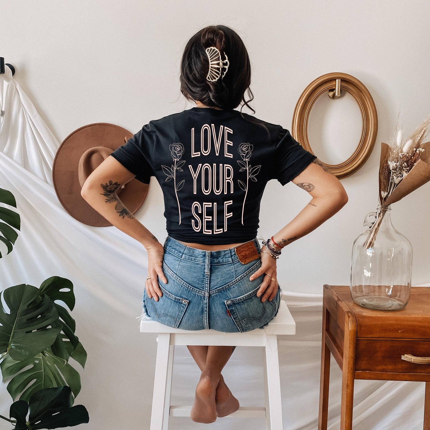 Love Yourself Tee - Black w/ Cream Print